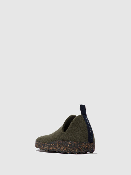 Sapatos de biqueira redonda em feltro As Portuguesas CITY L verde-militar