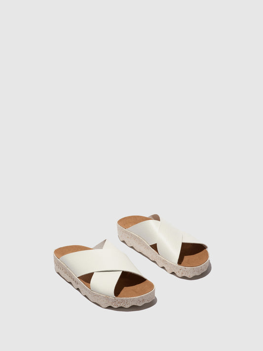 Chinelos em pele vegan As Portuguesas CROSS branco