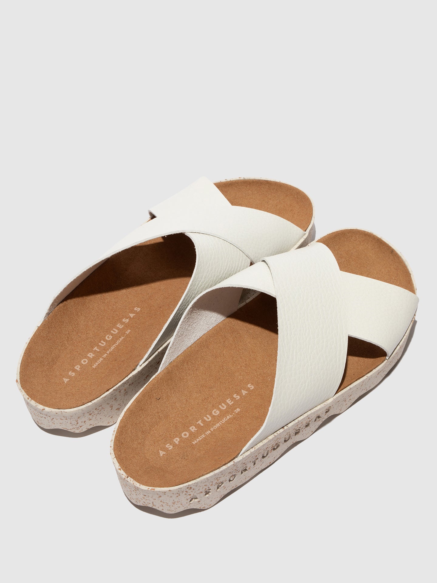 Chinelos em pele vegan As Portuguesas CROSS branco