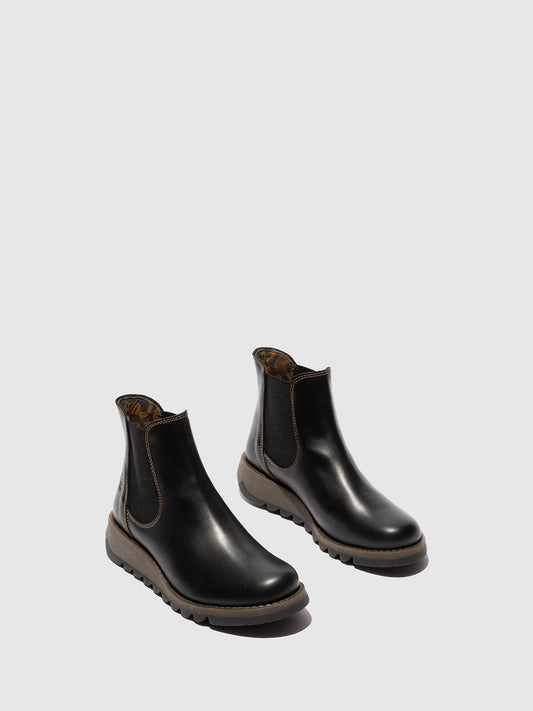 Botins Chelsea em pele FLY London SALV preto