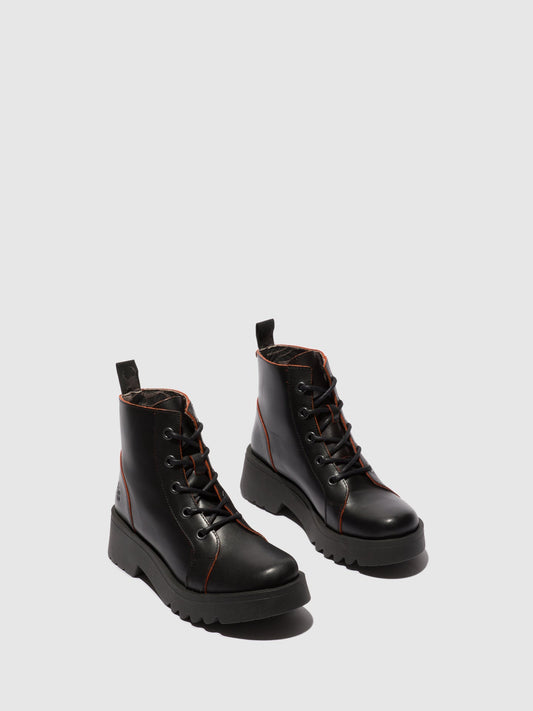 Botins com atacadores em pele FLY London METZ preto/vermelho
