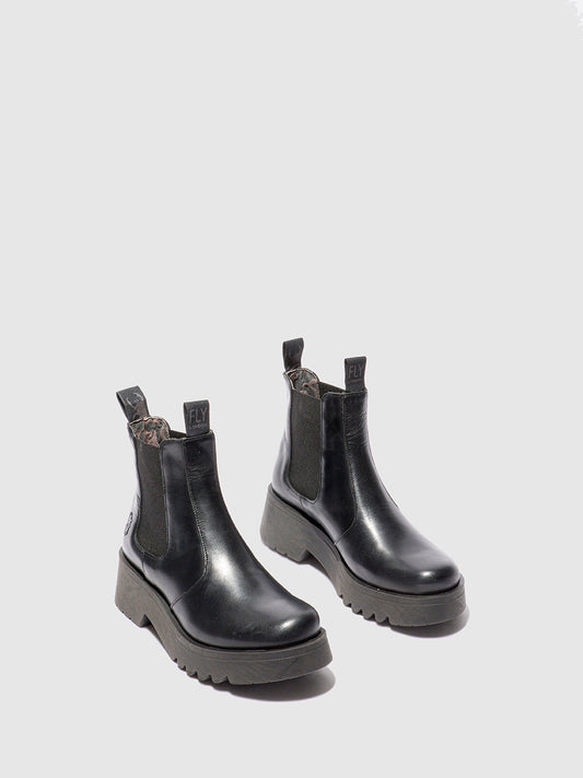 Botins Chelsea em pele FLY London MEDI rug preto