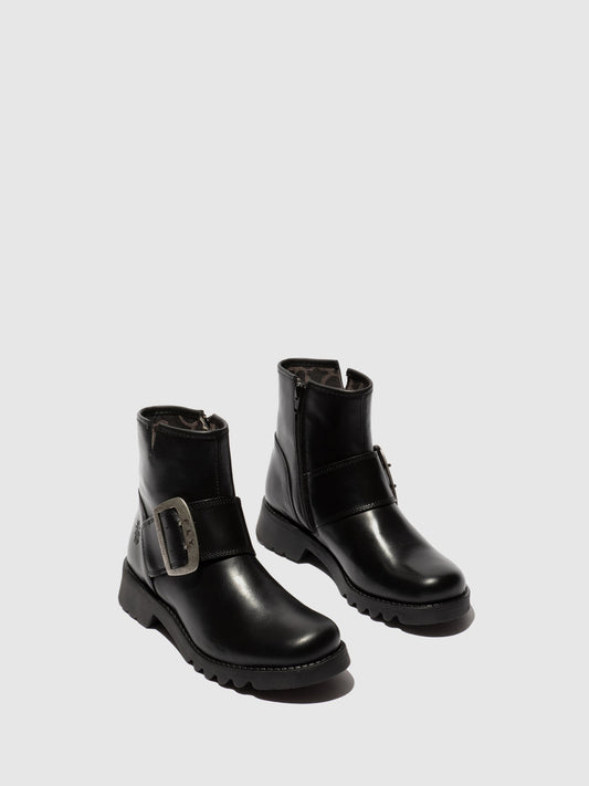 Botins com fivela em pele FLY London RILY rug preto