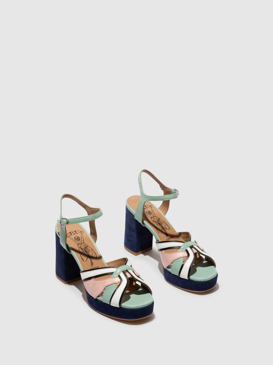 Sandálias em pele FLY London EZUI multicolor menta
