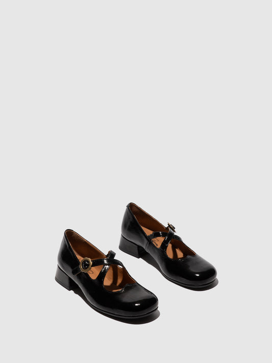 Sabrinas clássicas em pele verniz FLY London CADS preto