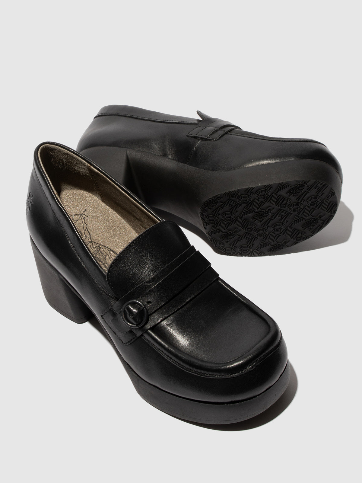 Sapatos de salto alto em pele FLY London FILK preto