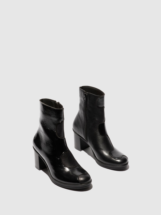 Botins em pele e tecido FLY London GIGS preto