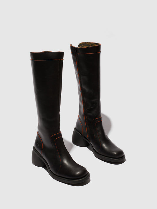 Botas em pele FLY London HILG preto/vermelho