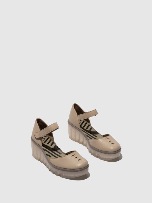 Sandálias em pele FLY London BISO taupe