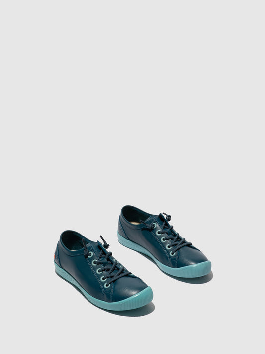 Sapatilhas com elásticos em pele suave Softinos ISLAII azul denim