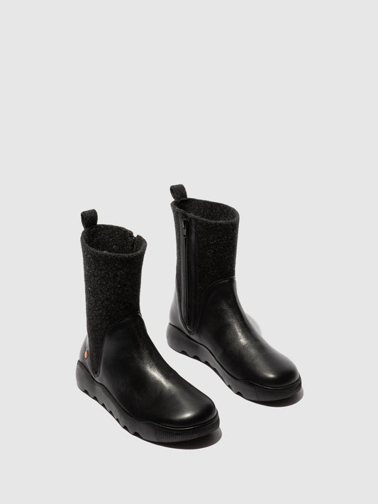 Botins com fecho em pele suave Softinos WUMI773SOF preto/feltro antracite