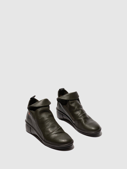 Botins com fecho em pele suave Softinos RARA808SOF verde militar