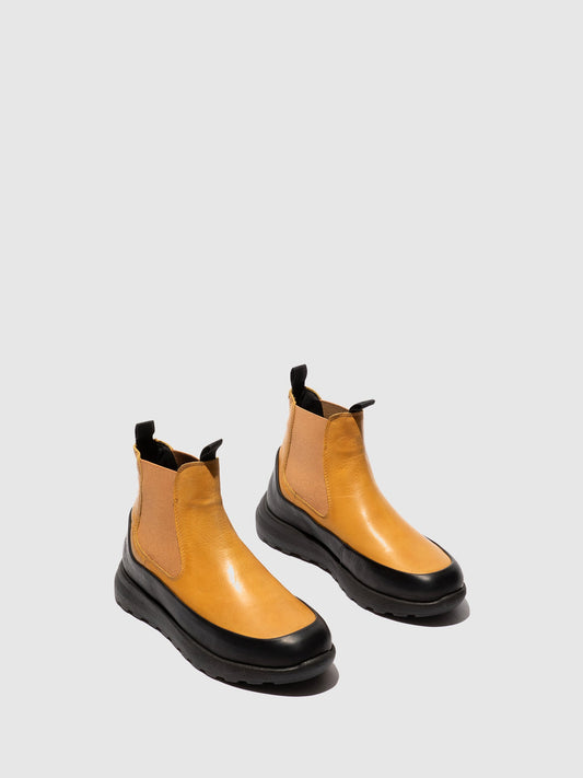 Botins Chelsea em Pele Fred & Frederico RURL Amarelo e Preto