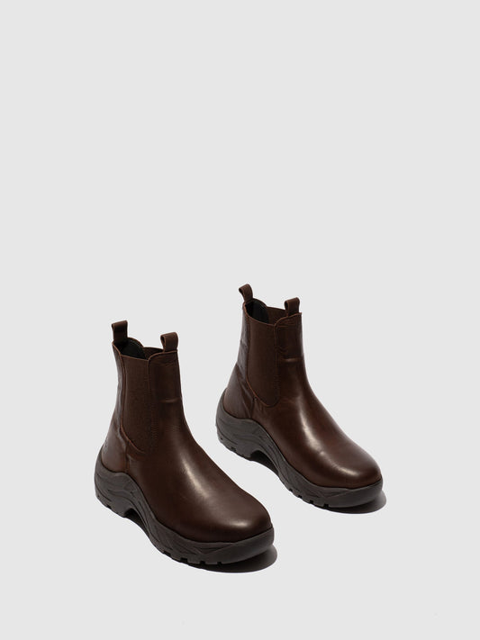 Botins Chelsea em Pele Fred & Frederico RUUG Castanho Escuro