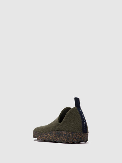 Sapatos de biqueira redonda em feltro As Portuguesas CITY L verde-militar