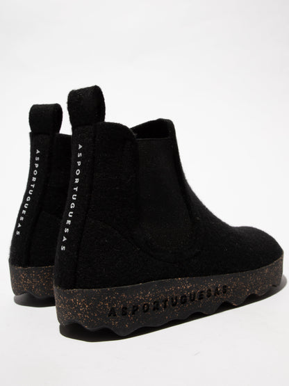 Botins Chelsea em feltro As Portuguesas CAIA L preto