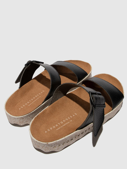 Chinelos em pele vegan As Portuguesas COLY preto