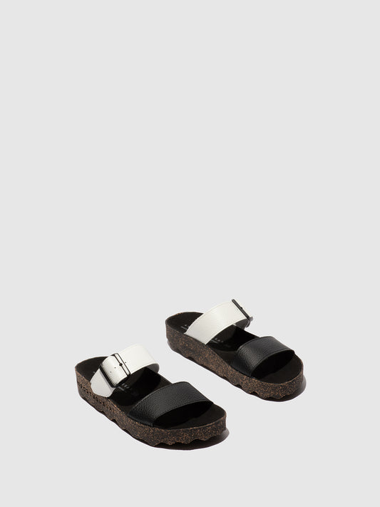 Chinelos em pele vegan As Portuguesas COLY preto e branco