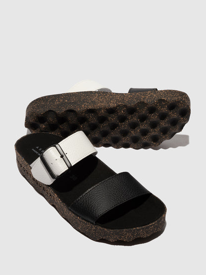 Chinelos em pele vegan As Portuguesas COLY preto e branco