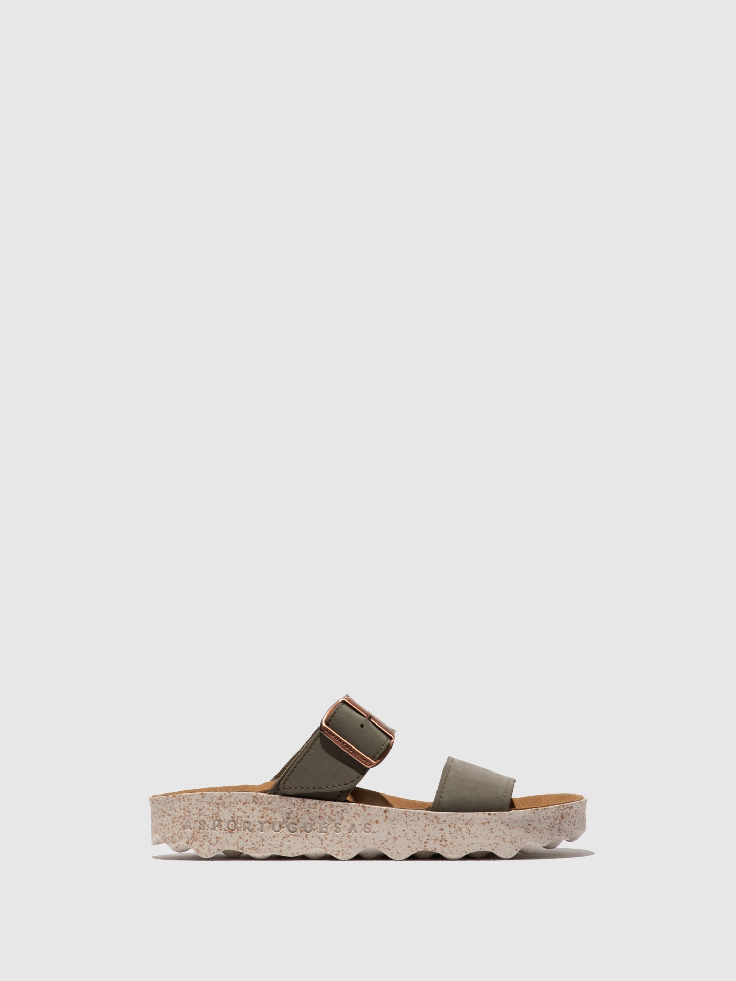 Chinelos em pele vegan As Portuguesas COLY khaki