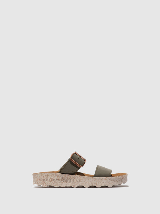 Chinelos em pele vegan As Portuguesas COLY khaki