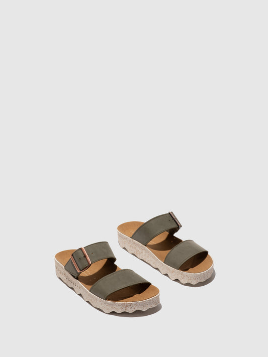 Chinelos em pele vegan As Portuguesas COLY khaki