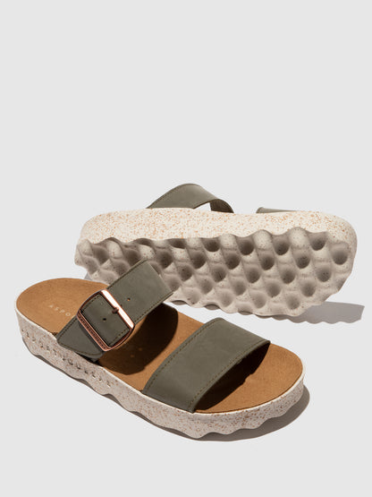 Chinelos em pele vegan As Portuguesas COLY khaki