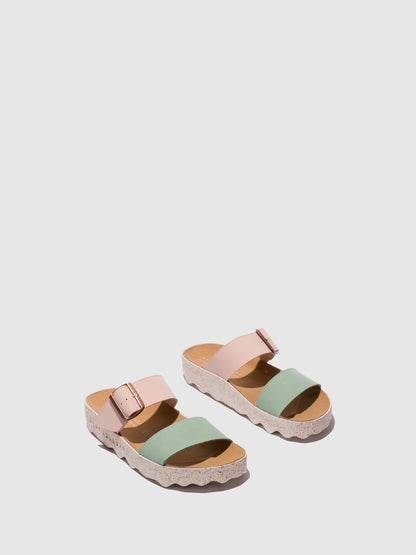 Chinelos em pele vegan As Portuguesas COLY rosa menta