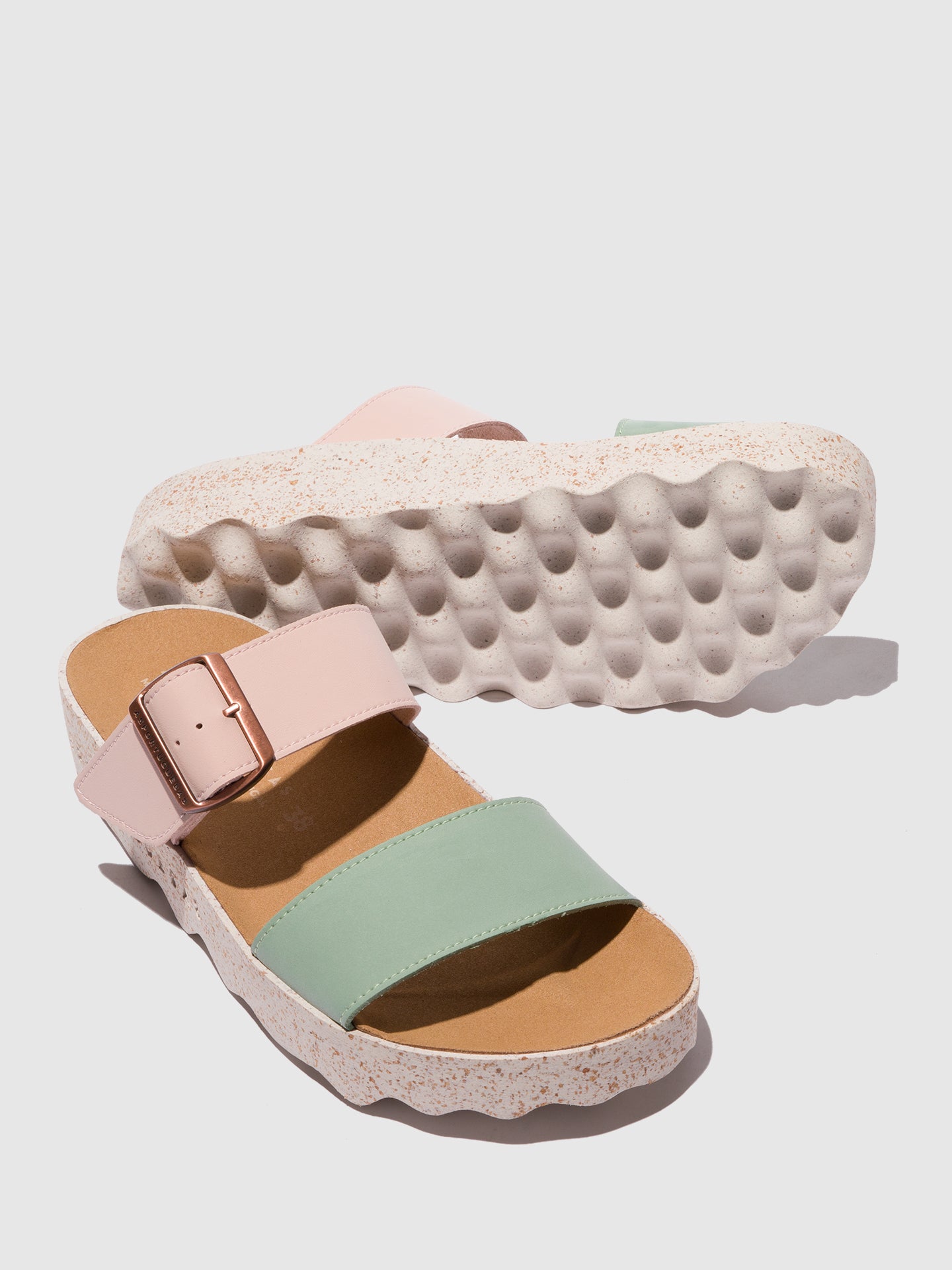Chinelos em pele vegan As Portuguesas COLY rosa menta
