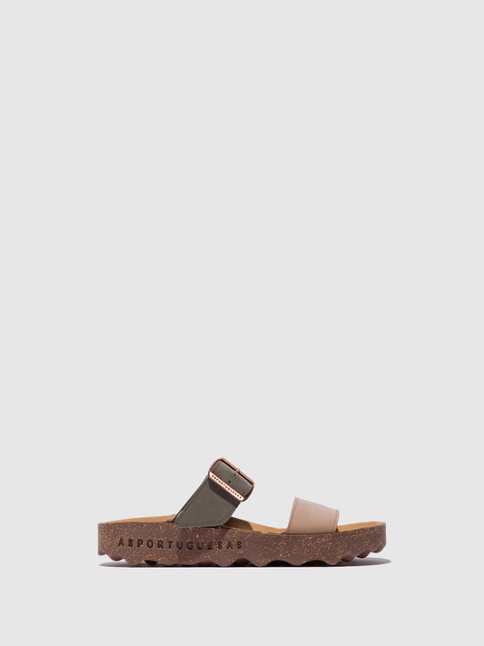 Chinelos em pele vegan As Portuguesas COLY areia khaki