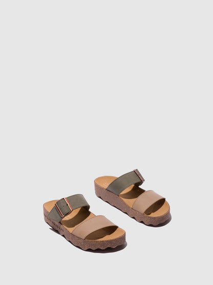 Chinelos em pele vegan As Portuguesas COLY areia khaki