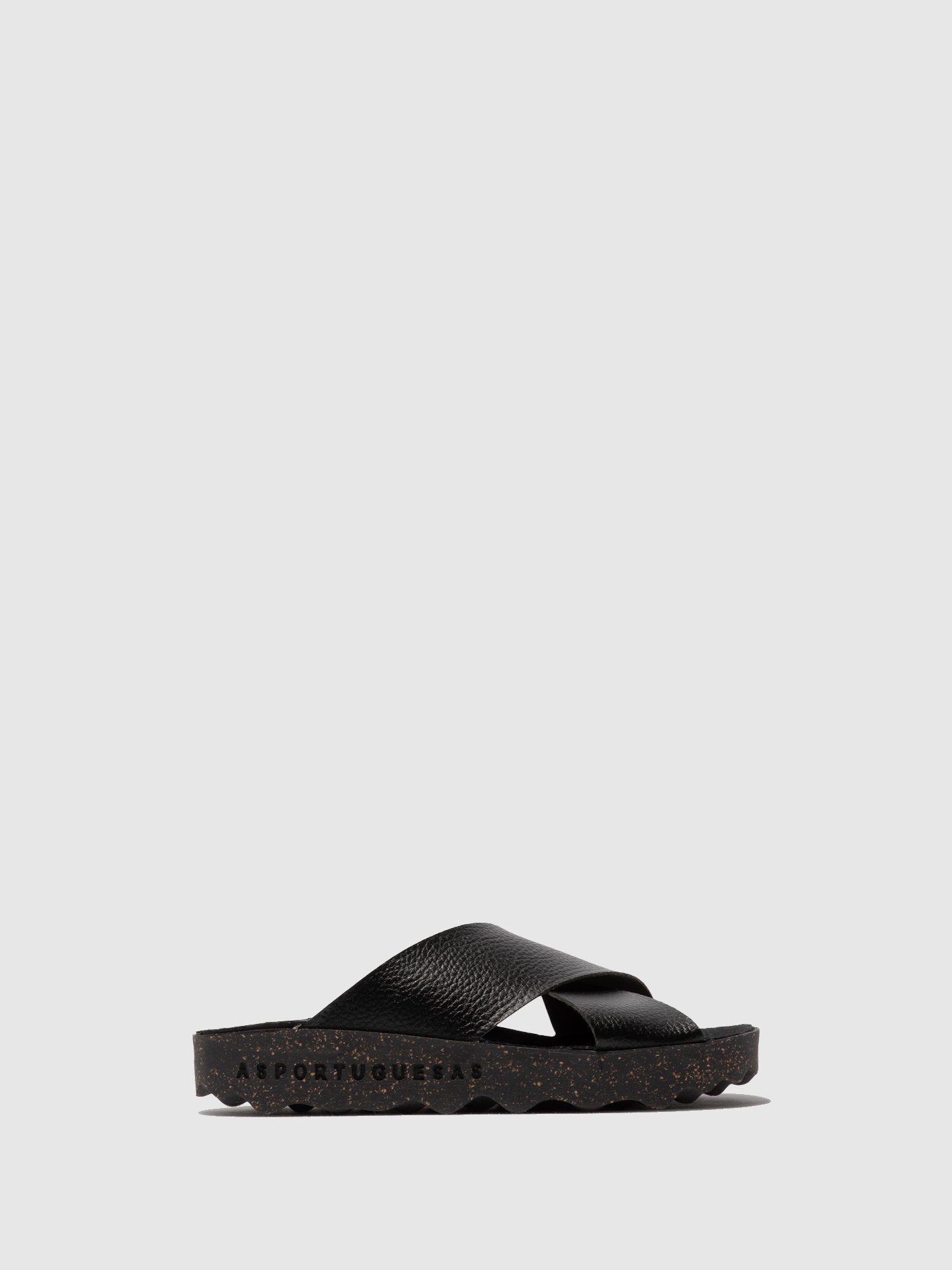 Chinelos em pele vegan As Portuguesas CROSS preto