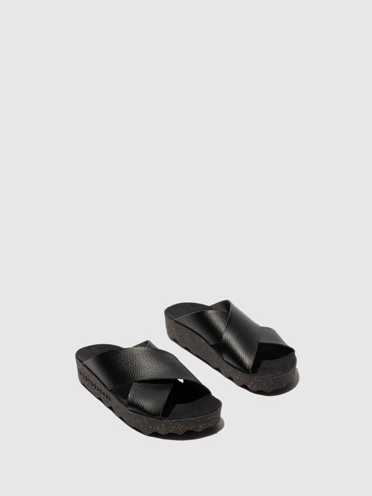 Chinelos em pele vegan As Portuguesas CROSS preto