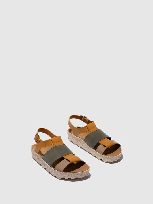 Sandálias em pele vegan As Portuguesas CALLA multicolor camel