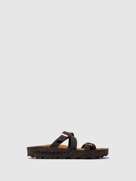 Chinelos em pele vegan As Portuguesas CAPRI preto