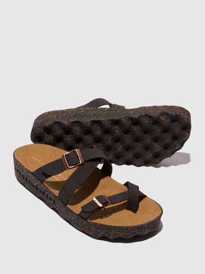 Chinelos em pele vegan As Portuguesas CAPRI preto