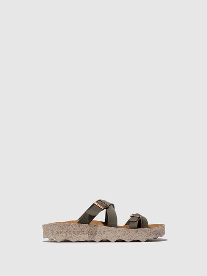 Chinelos em pele vegan As Portuguesas CAPRI khaki