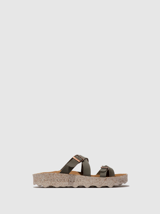 Chinelos em pele vegan As Portuguesas CAPRI khaki