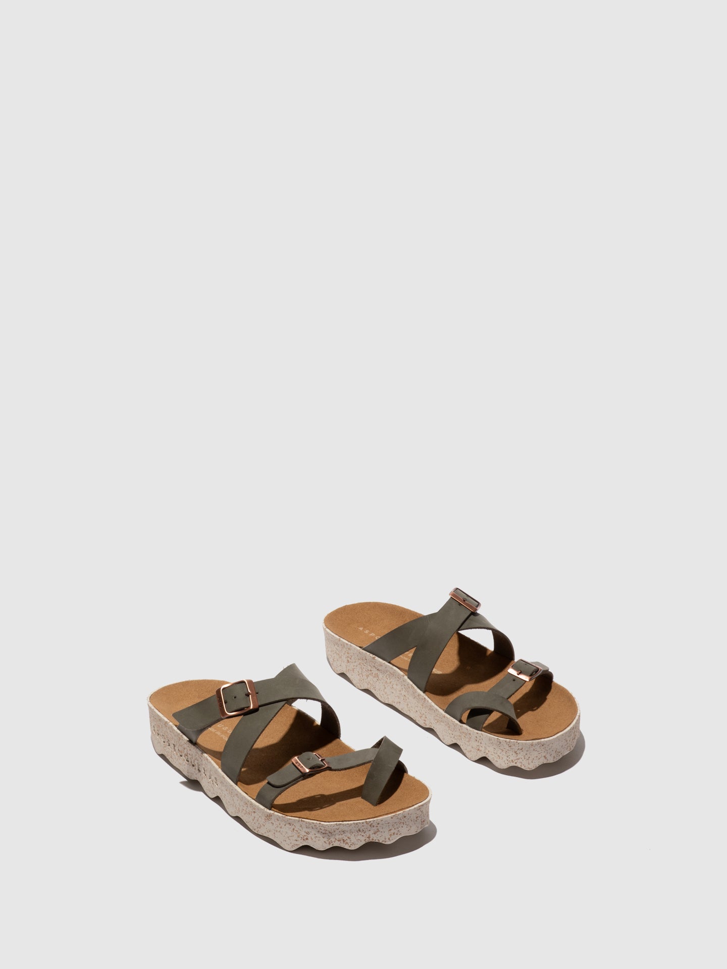 Chinelos em pele vegan As Portuguesas CAPRI khaki