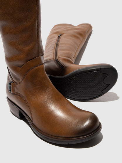 Botas com fecho em pele FLY London MISTRY camel