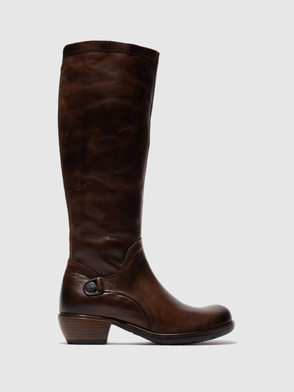 Botas com fecho em pele FLY London MISTRY castanho-escuro