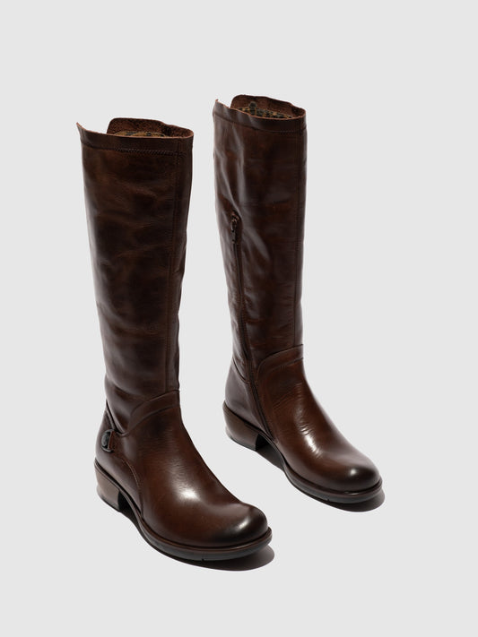 Botas com fecho em pele FLY London MISTRY castanho-escuro