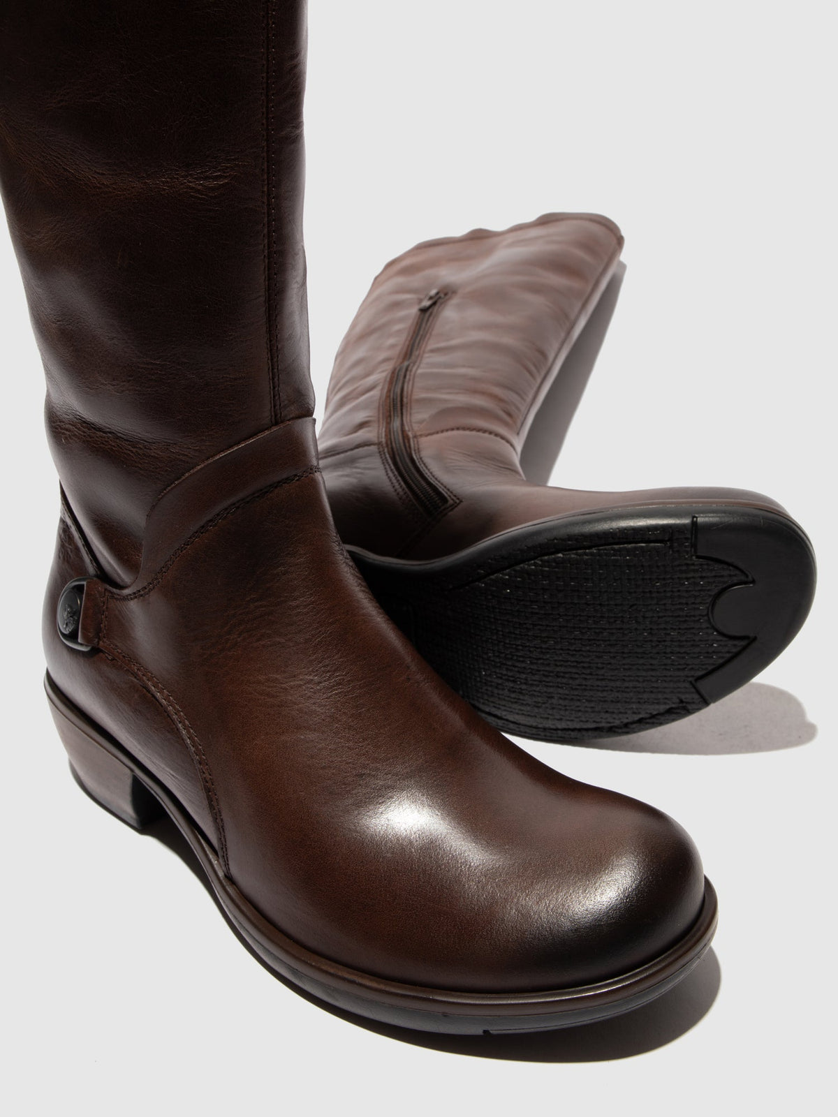 Botas com fecho em pele FLY London MISTRY castanho-escuro