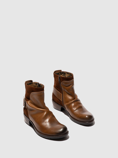 Botins com fecho em pele FLY London MEL camel