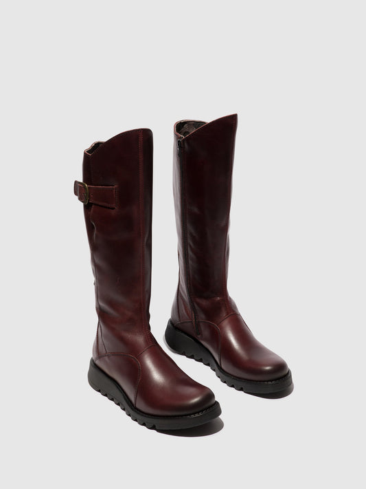 Botas com fivela em pele FLY London MOL 2 vinho(preto sole)