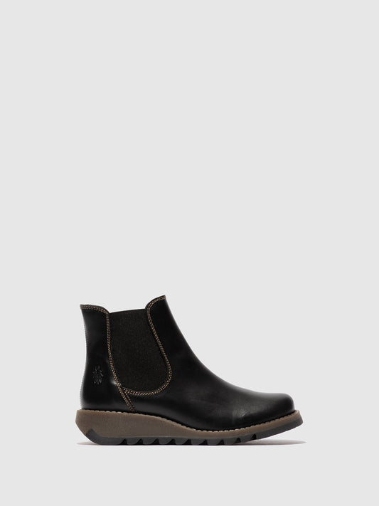 Botins Chelsea em pele FLY London SALV preto