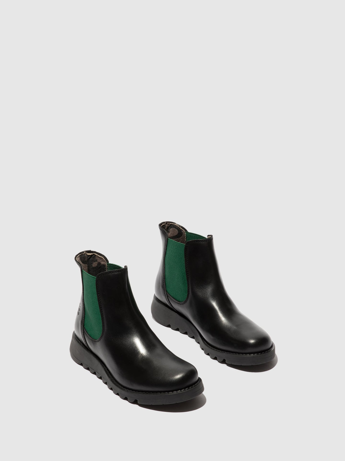 Botins Chelsea em pele FLY London SALV preto (teal elastic)