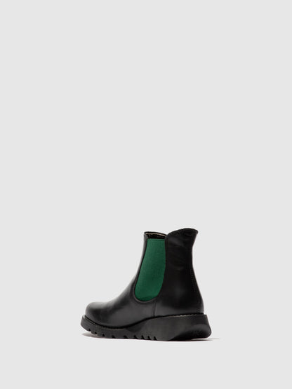 Botins Chelsea em pele FLY London SALV preto (teal elastic)