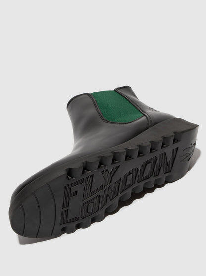 Botins Chelsea em pele FLY London SALV preto (teal elastic)