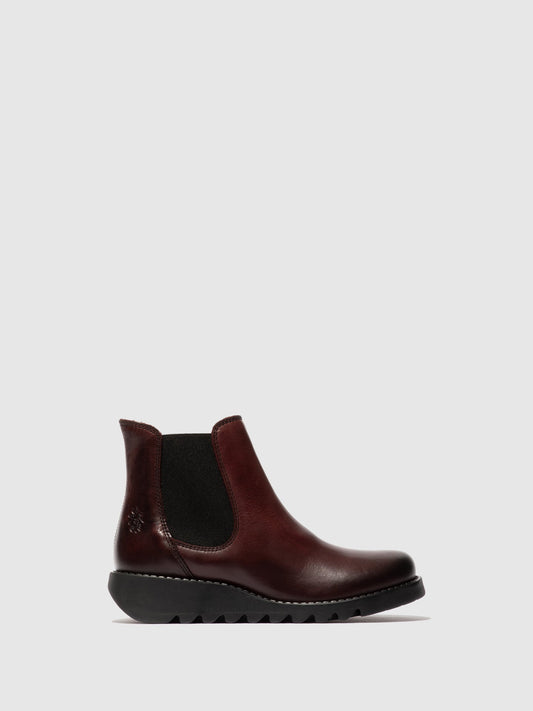 Botins Chelsea em pele FLY London SALV vinho